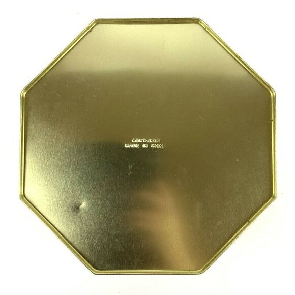 Octagonal Cake Cookie Tin Holiday Fruit Basket Container 9.5x9.5 Vintage - Picture 6 of 9